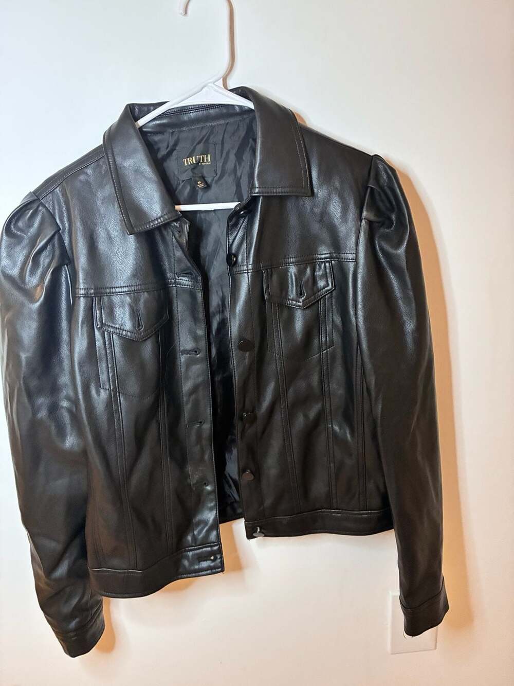 Truth By Republic Faux Leather Jacket Size M Black